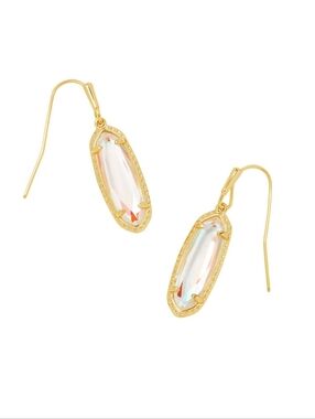 New! Kendra Scott Eva Dichroic Glass Gold Drop Earrings French Wire Cottagecore